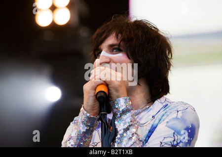 Noel Fielding of The Mighty Boosh performing live at The Big Chill Festival 2008, Eastnor Castle Herefordshire Stock Photo