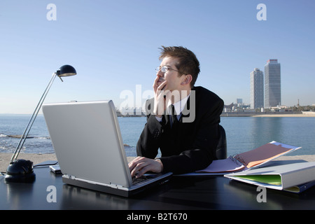 Business man in outdoor office Stock Photo