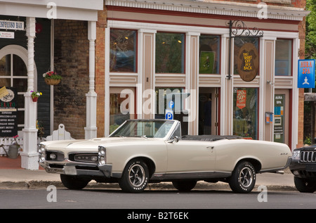 A vintage Pontiac GTO convertible parked on the street in Park City, Utah Stock Photo