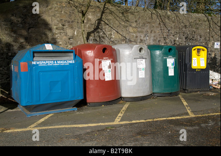 A row of green recycling bins UK Stock Photo - Alamy