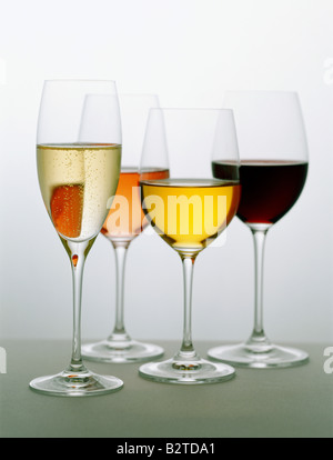 Assorted wines in glasses, close-up Stock Photo