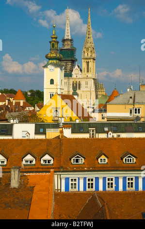 Towers of Cathedral of the Assumption of the Blessed Virgin Mary in Zagreb Croatia Europe Stock Photo