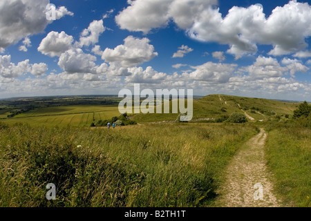 The Ridgeway Long distance path at Ivinghoe Beacon in the Chiltern Hills Buckinghamshire Stock Photo