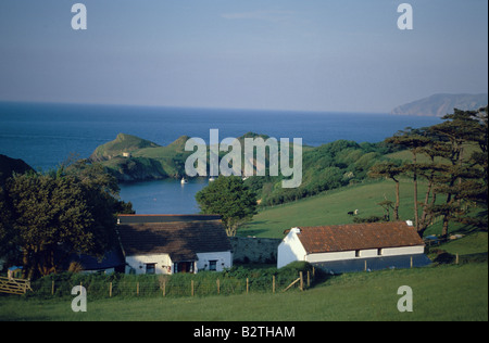 Holiday Cottages, Watermouth Bay, North Devon, England Stock Photo