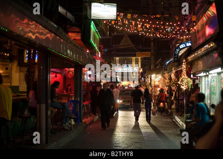 A view of Patpong, a red light and entertainment district, at night, Bang Rak district, Bangkok, Thailand Stock Photo