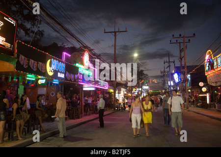 Tourists strolling over Bang-La Road in the late evening, bar district, Patong Beach, Ao Patong, Hat Patong, Phuket, Thailand, a Stock Photo