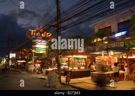 Souvenir shop at Bang-La Road in the evening, bar district, Patong Beach, Ao Patong, Hat Patong, Phuket, Thailand, after the tsu Stock Photo