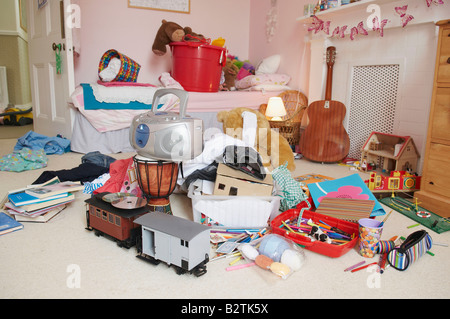 Child's bedroom in a mess Stock Photo