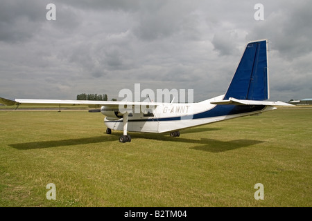 Britten-Norman BN2A Islander G-AWNT light twin-engined aircraft parked at Wickenby Airfield Stock Photo