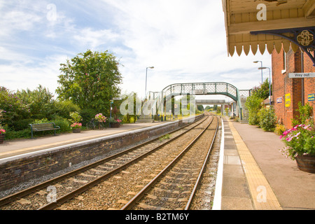 Platform & buildings at Acle Railway station Norfolk England UK Stock Photo