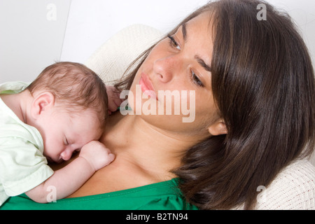 teenager mother with baby Stock Photo