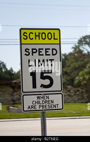 School Zone Warning Sign Stock Photo