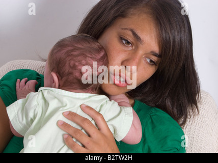 teenager mother with baby Stock Photo