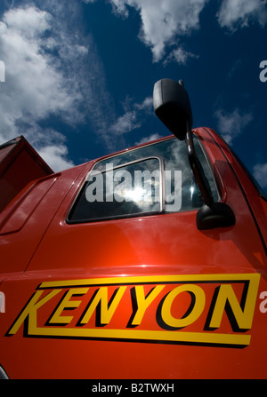 Kenyon road haulage wagon cab against a blue and cloudy sky Stock Photo