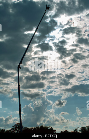 camera flatform on top of high crane Stock Photo