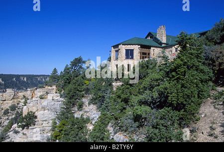 A view of the Grand Canyon Lodge from a spot near Bright Angel Point on the North Rim Stock Photo