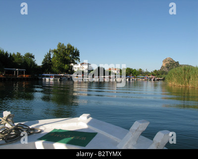Toursit boat on river, Dalyan, Turkey Stock Photo