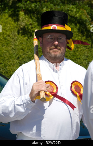 A Dancer From the Summer Solstice Morris Dance Group, Rushlake Green, East Sussex, England. Stock Photo