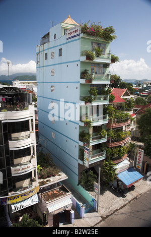 A view of a building with its thin shape in Nha Trang in Vietnam. Stock Photo