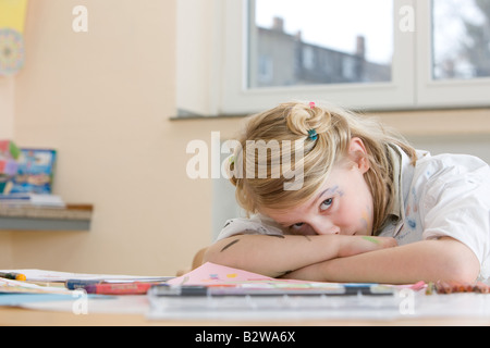 Girl in art class Stock Photo