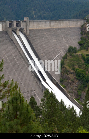 Dworshak Dam is a hydroelectric dam located on the North Fork of the Clearwater River near Orofino Idaho Stock Photo