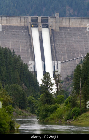 Dworshak Dam is a hydroelectric dam located on the North Fork of the Clearwater River near Orofino Idaho Stock Photo