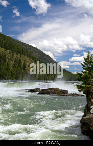 The Kootenai River flowing over the Kootenai Falls near Libby Montana ...