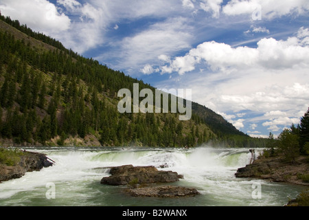 The Kootenai River flowing over the Kootenai Falls near Libby Montana ...