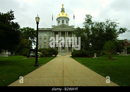 Built of granite blocks in 1832 the New Hampshire State Capitol Building in Concord NH is the oldest of state capitol buildings. Stock Photo