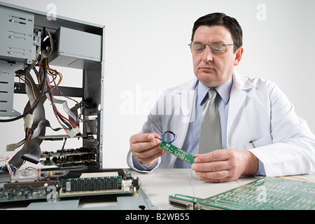 Scientist with computer Stock Photo