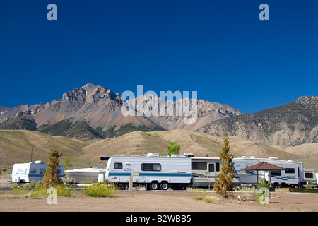 RV camping at Joe T Fallini BLM campground at Macay Reservoir below the ...