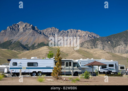 RV camping at Joe T Fallini BLM campground at Macay Reservoir below the ...