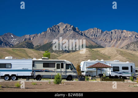 RV camping at Joe T Fallini BLM campground at Macay Reservoir below the ...