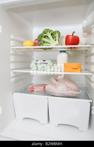 Food groups in a fridge Stock Photo