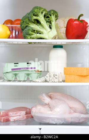 Food groups in a fridge Stock Photo