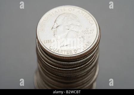 Stack of quarters Stock Photo