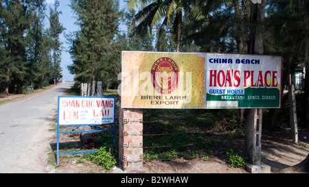 Guest House sign on road to China Beach near Danang Vietnam Stock Photo