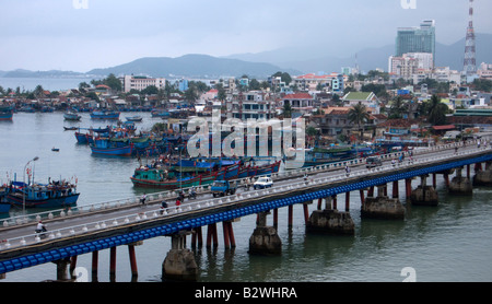 Tran Phu Bridge over Cai River Nha Trang beach resort Vietnam Stock Photo