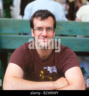 British Comedian Marcus Brigstocke at the Hay Festival Hay-on-Wye Wales UK  KATHY DEWITT Stock Photo