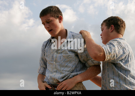 Schwingen contest, a Swiss variant of folk wrestling and national sport, in a rural area near Zurich, Switzerland Stock Photo