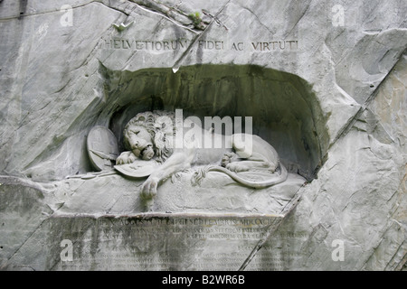 The Lion of Lucerne monument, designed by Bertel Thorvaldsen, in Lucerne, Central Switzerland Stock Photo