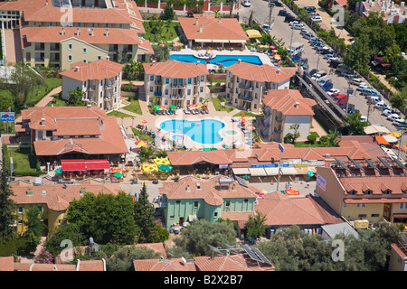 Turkey, Mediterranean Coast also known as the Turquoise coast, Oludeniz near Fethiye, aerial view of the resort town of Oludeniz Stock Photo