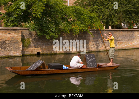 Ice cream being sold from a punt boat on the river Cam in Cambridge,Uk Stock Photo