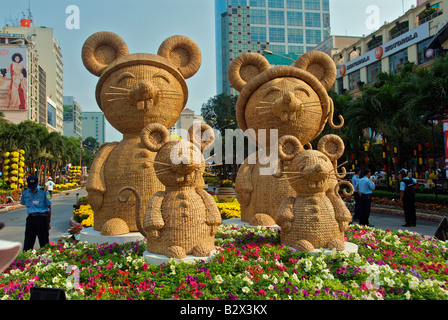 Year of the Rat Tet Festival Nguyen Hue Saigon Vietnam Stock Photo