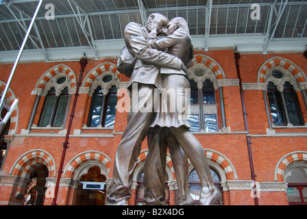 The Meeting Place sculpture, St.Pancras International Station, Euston Road, Camden Borough, London, England, United Kingdom Stock Photo