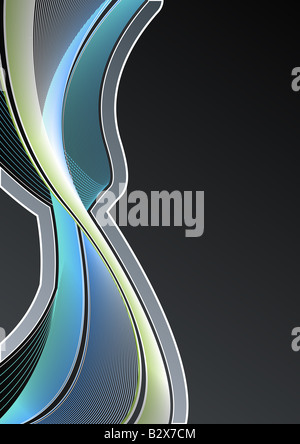 Vector illustration of a highly detailed modern lined art background in blue and green flowing colors Logo sample included Stock Photo