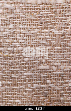 Closeup of a rustic linen fabric texture of natural color Stock Photo
