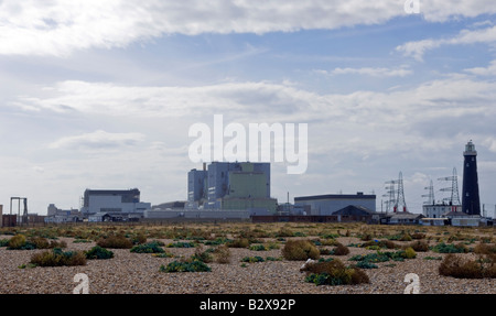 The nuclear power station at Dungeness in Kent which is located next to Dungeness new lighthouse Stock Photo