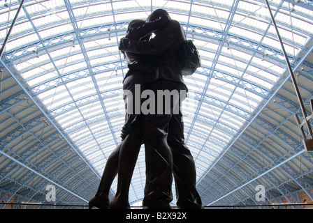 The Meeting Place Statue by Paul Day, St.Pancras International Station, Euston Road, Camden, London, England, United Kingdom Stock Photo