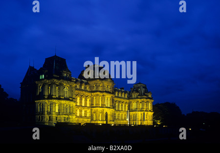 The Bowes Museum in Barnard Castle Teesdale County Durham lit at night Stock Photo